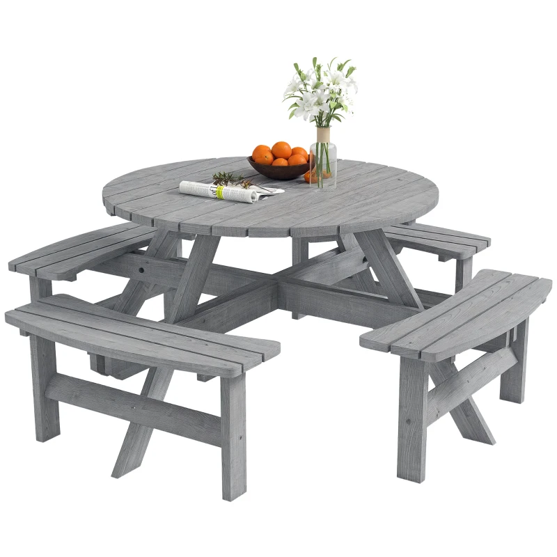 Outsunny 8-Seater Wooden Picnic Set-Fir Wood