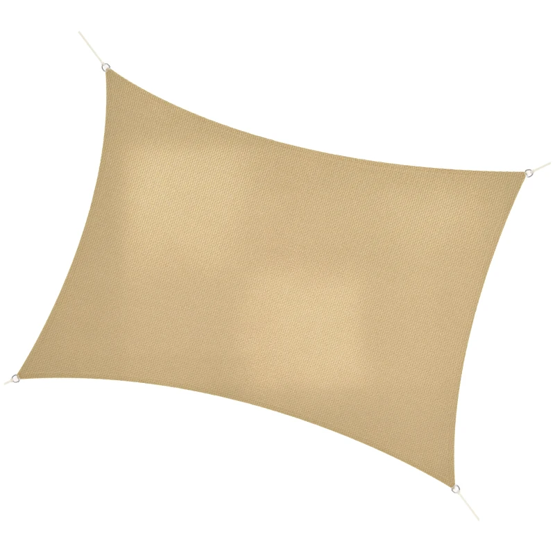 Outsunny Vela Ombreggiante Rettangolare 4x3 m Beige in HDPE con Accessori e Borsa da Viaggio Inclusi