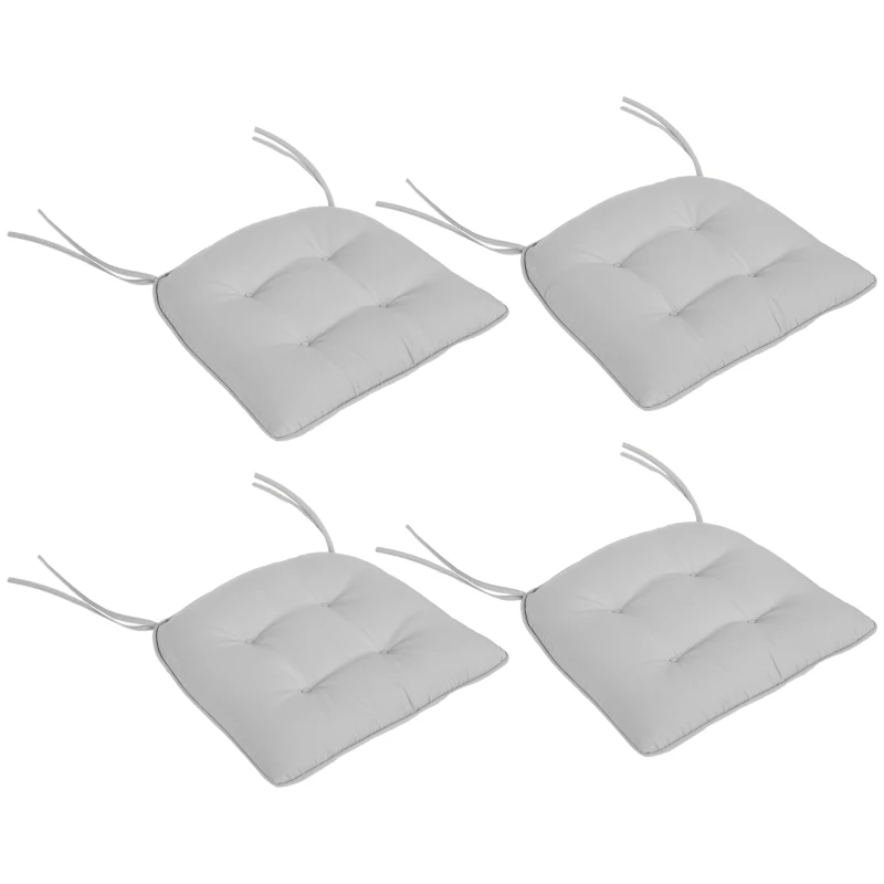 Outsunny Lot de 4 Coussins de chaise de jardin capitonné Rembourrage 4 cm Tissu Polyester dim. 43L x 41l cm Gris clair