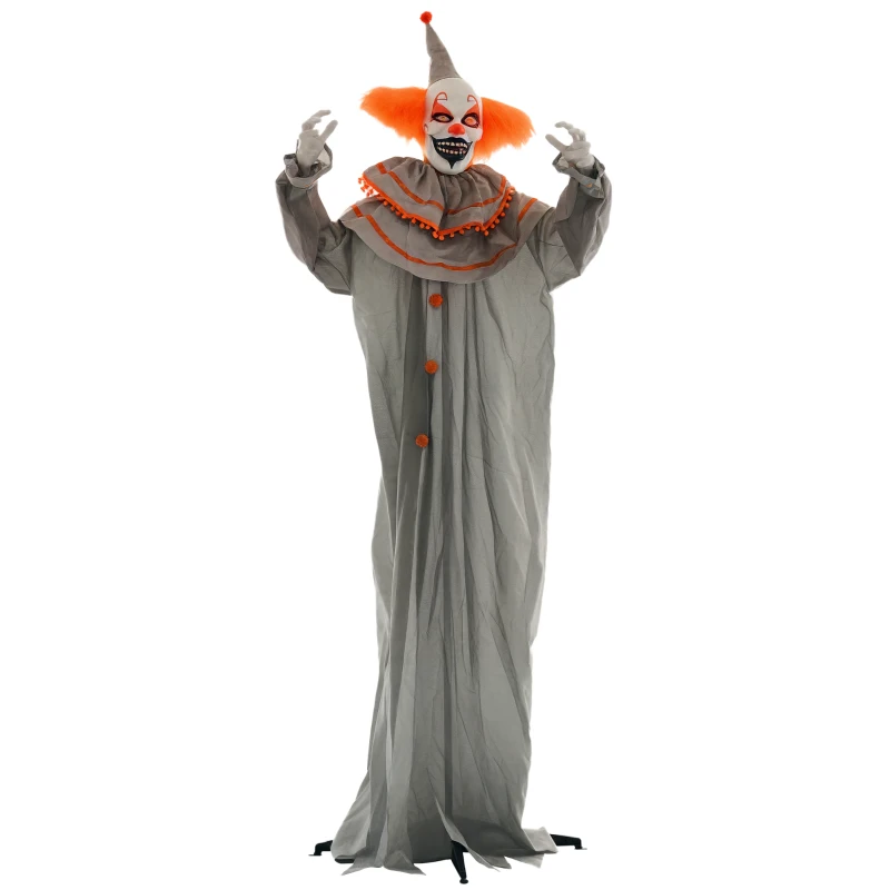HOMCOM Halloweendekoration Clown, biegsame Arme, aktiviert durch Berührung/Geräusche, leuchtende Augen(m-10)