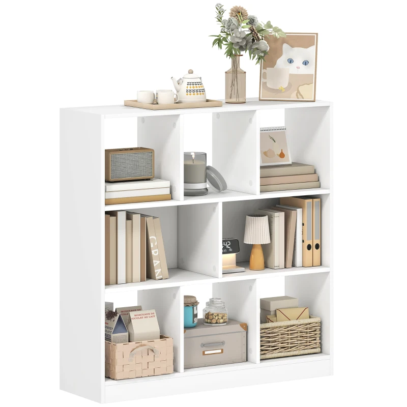 HOMCOM Scaffale Regale Scaffale, 8 Scomparti, 97,5 x 30 x 100 cm, Bianco