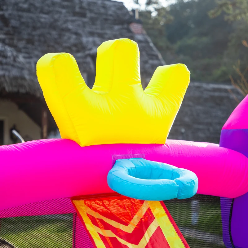 Outsunny Castello Gonfiabile per Bambini 3-8 Anni con Scivolo, Piscina e Trampolino, 3x2.7x2m