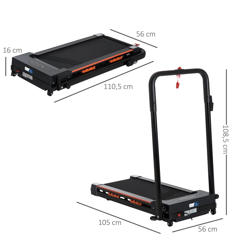 HOMCOM Tapis de course électrique de marche - 370 W pliable télécommande écran LCD vitesse 1-6 Km/h