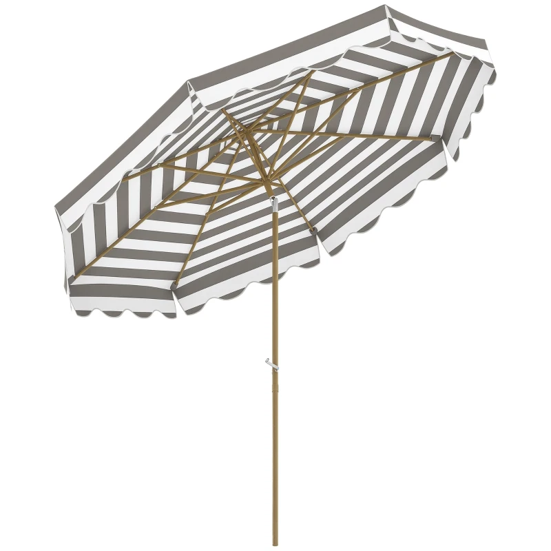 Outsunny Parasol de jardin extérieur parasol inclinable octogonal avec manivelle toile 180 g/m² Ø 2,7 x 2,4 m gris clair