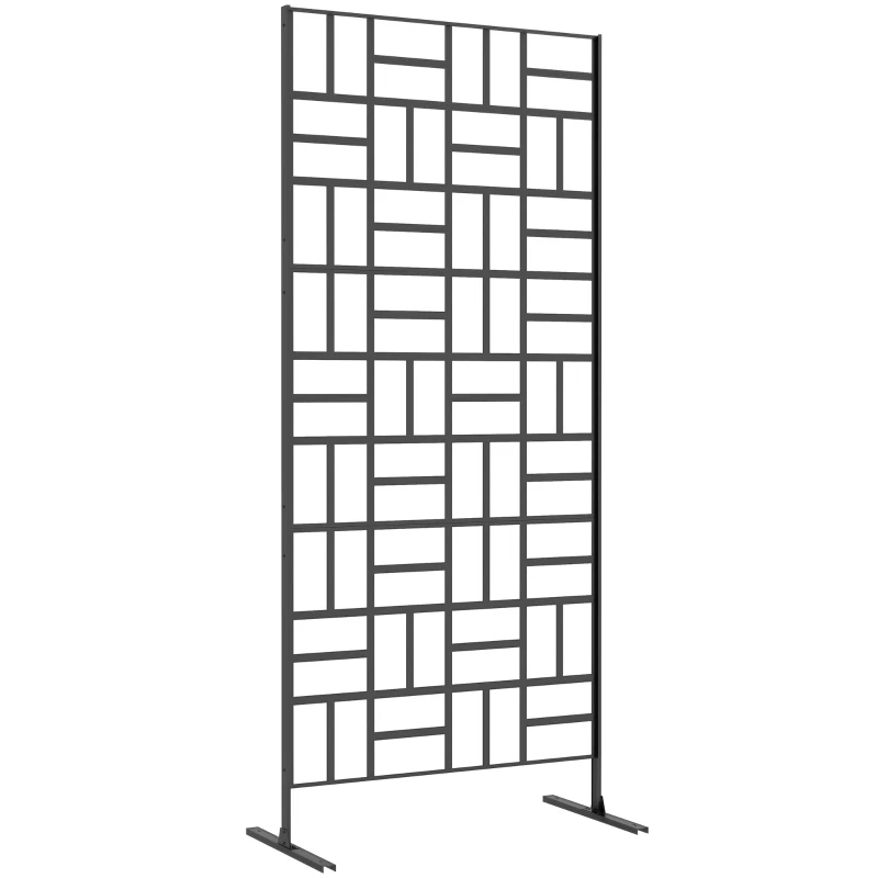 Outsunny Panneau brise vue décoratif paravent extérieur à motif géométrique ajouré en métal - 90L x 45l x 198H cm, noir
