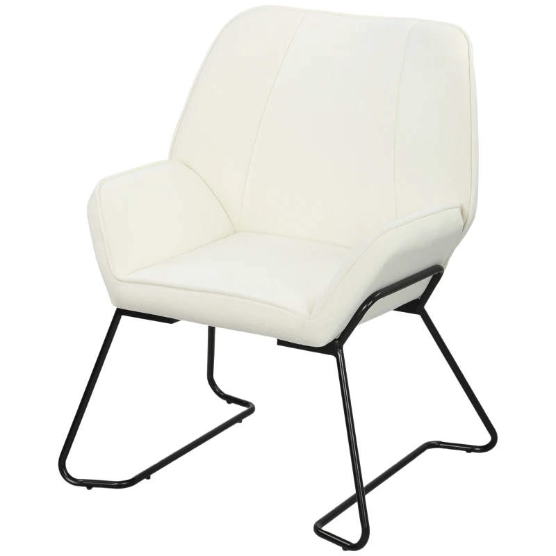 HOMCOM Fauteuil de Salon avec Siège Large et Rembourré Revêtement en Velours Pieds en Métal Fauteuil pour Salon Crème