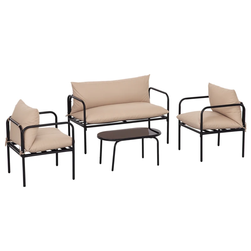 Outsunny Set de Mobilier de Gradina din 4 Piese cu Fotoliu