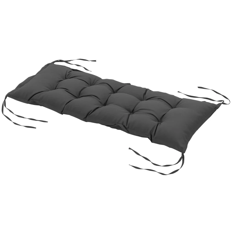 Outsunny Cuscino per Panchina da Giardino con Laccetti e Imbottitura Spessa, 100x40cm, Grigio Scuro