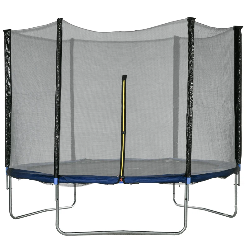 SPORTNOW Trampolín para Niños Adultos Ø305x250 cm con Red de Seguridad Escalera Cubierta de Bordes y Marco de Acero Azul