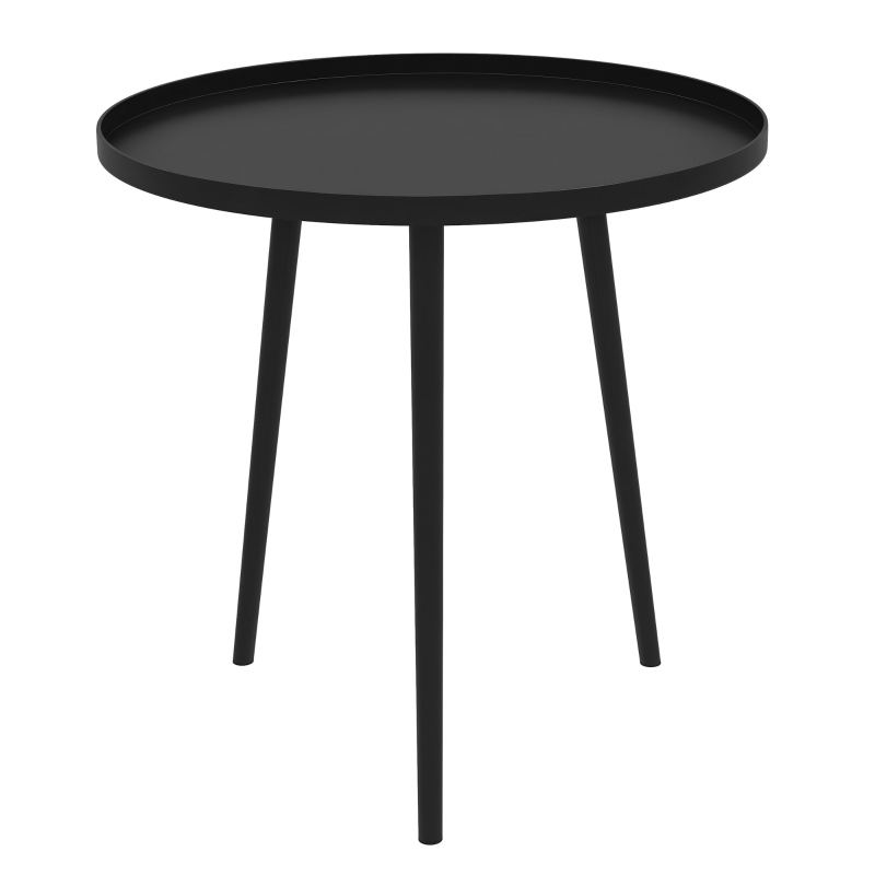 Outsunny Table basse de jardin ronde, table d'appoint extérieur avec bord rond en acier, dim. Ø40 x 50H cm noir