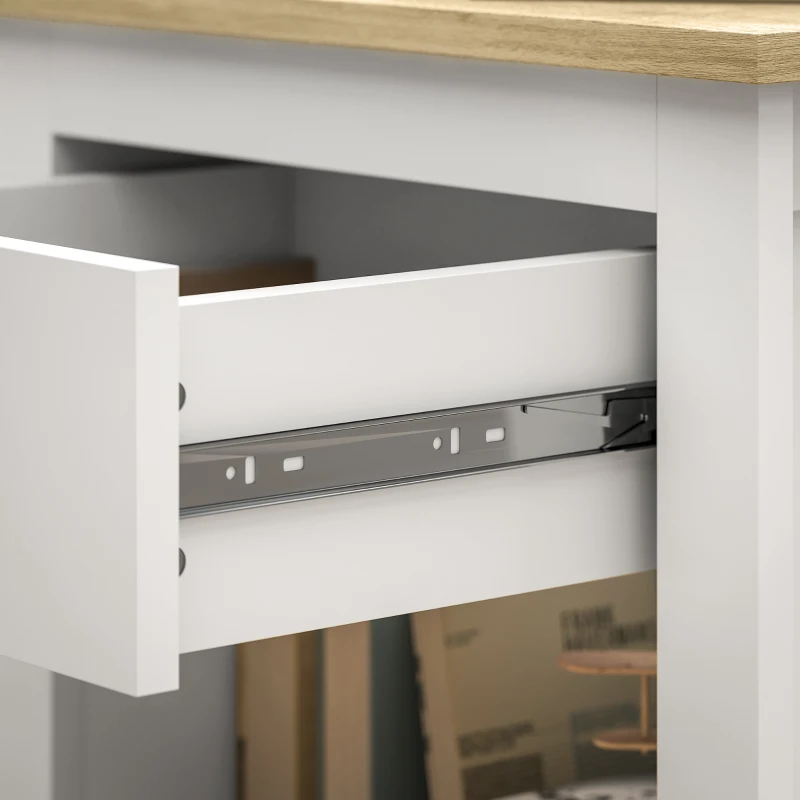 HOMCOM Set 2 Comodini con Cassetto e Ripiano Aperto in Legno, 45x40x55 cm, Bianco e Rovere