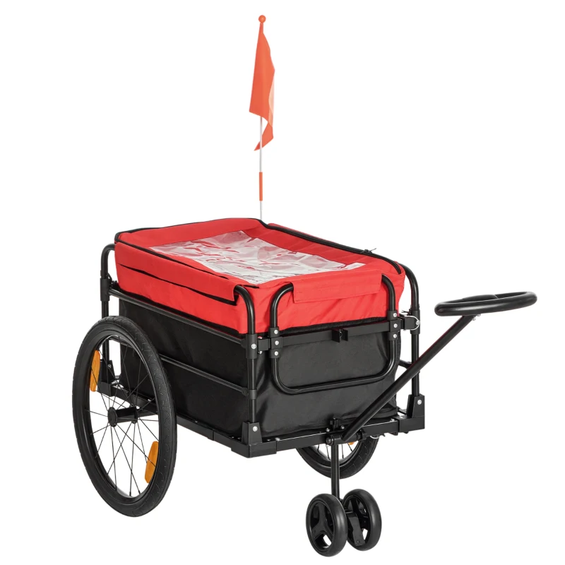 HOMCOM Lastenanhänger Bollerwagen 130 x 64 x 103 cm Stahl Schwarz+Rot