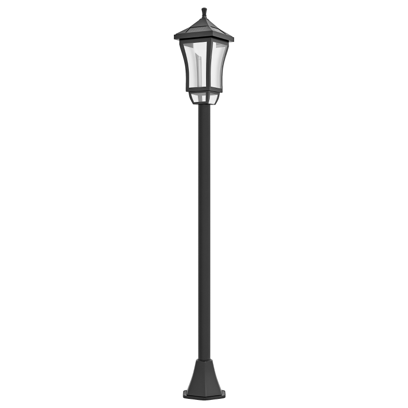 Outsunny Felinar Lumină Stradală cu Autonomie de 6 h și Ancorare la Sol, Lumina Stradală Solară, 15x15x127 cm, Negru