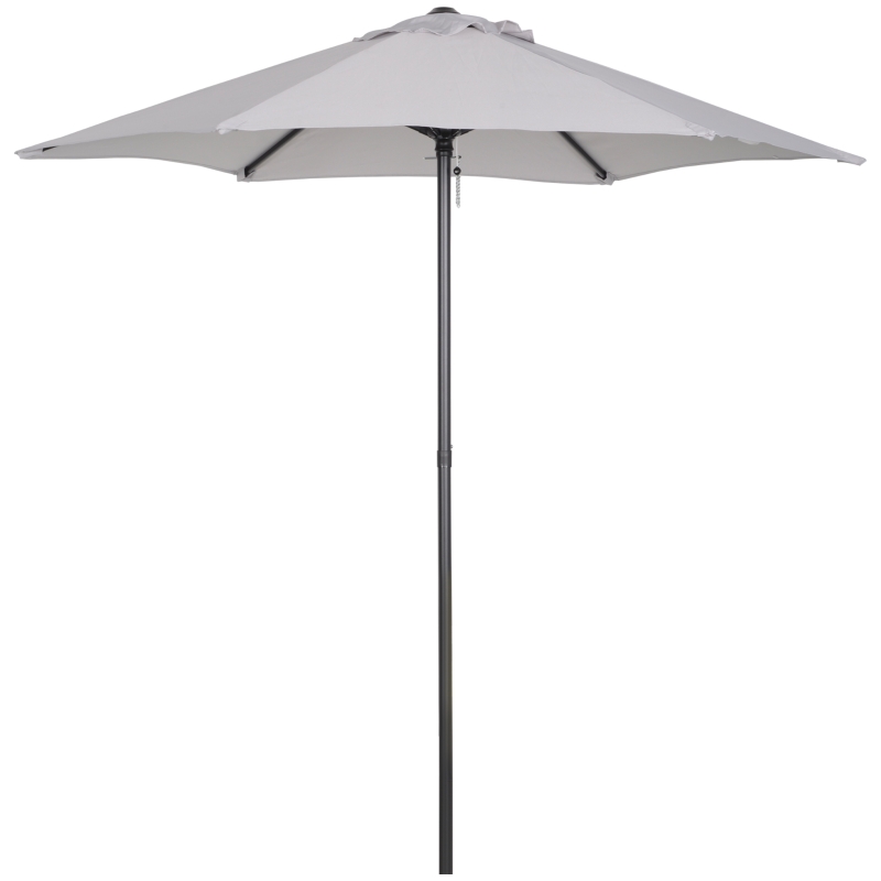 Outsunny Parasol droit ronde parasol de jardin Ø 2 m mât en aluminium 6 baleines métal et toile gris clair