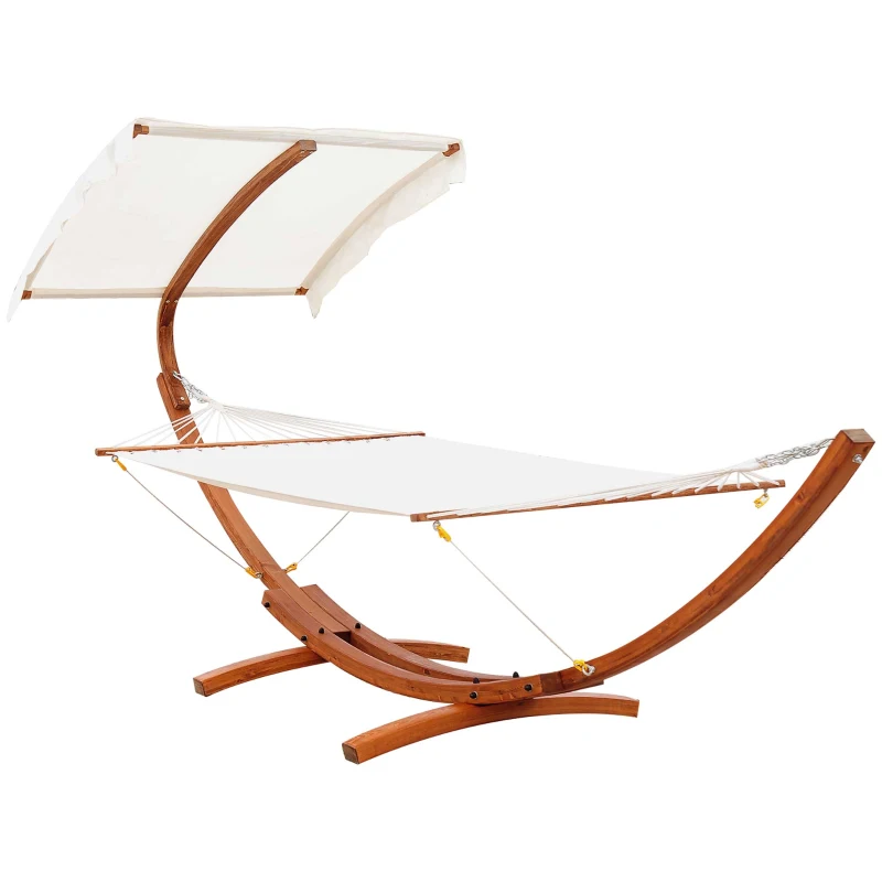 Hamac de Jardin avec Support en Bois et Parasol hamac sur Pied 2 Personnes Max. Charge Max. 180 Kg