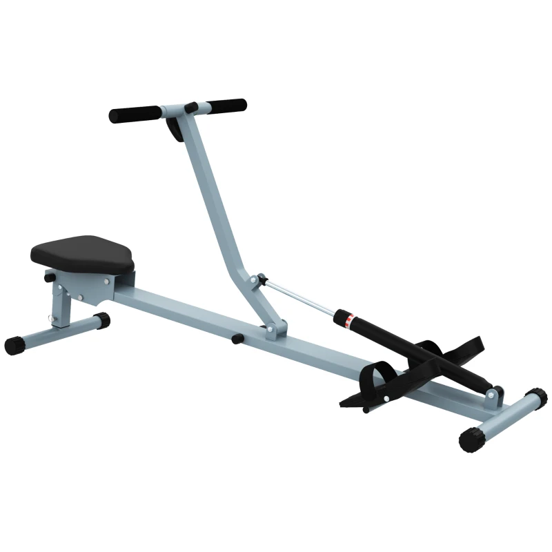 HOMCOM Rameur hydraulique à 12 niveaux de résistance, rameur d'appartement avec écran LCD, pédale antidérapante, charge 100 kg, pour maison, salle de gym, l'équipement d'entraînement d'intérieur, noir(m-11)