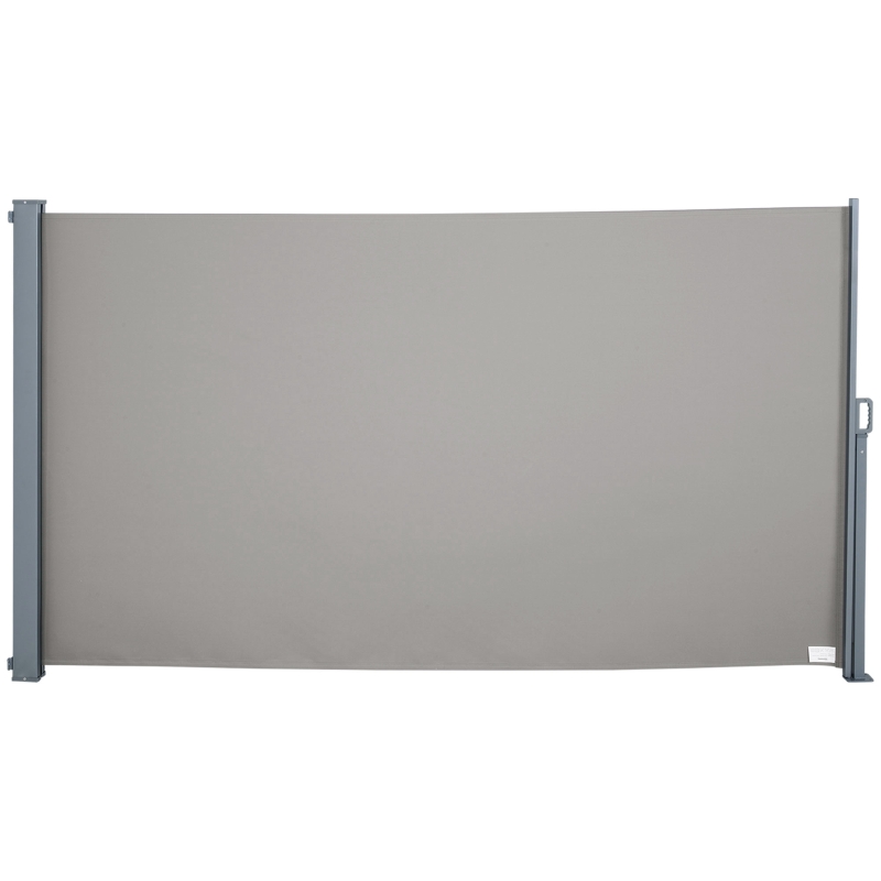 Outsunny Retractable Side Awning, Garden Privacy Screen Divider, Full Cassette Wind Breaker for Hot Tub, Balcony, Terrace, Pool, 300 x 160 cm, Grey