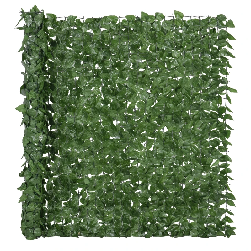 Outsunny Haie Artificiel Brise-Vue décoration Rouleau 3L x 1,5H m Feuillage hêtre réaliste Anti-UV, feuilles en soie, Vert foncé