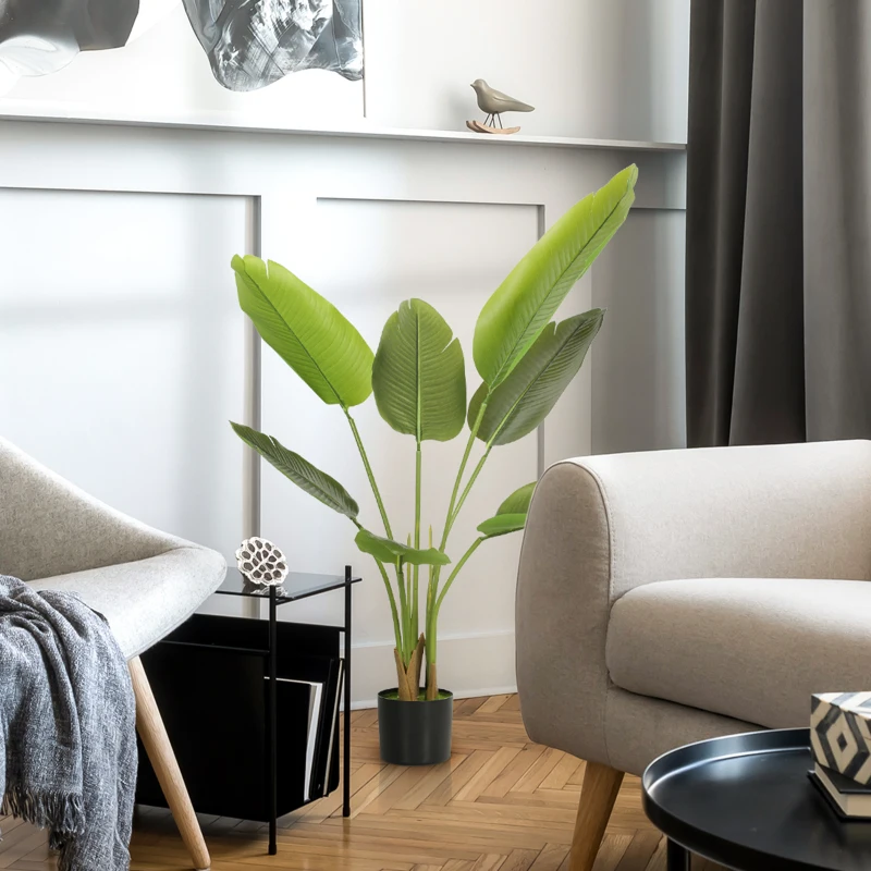 HOMCOM Plante artificielle intérieure 109 cm, arbre artificiel avec pot en plastique et terreau floqué, vert