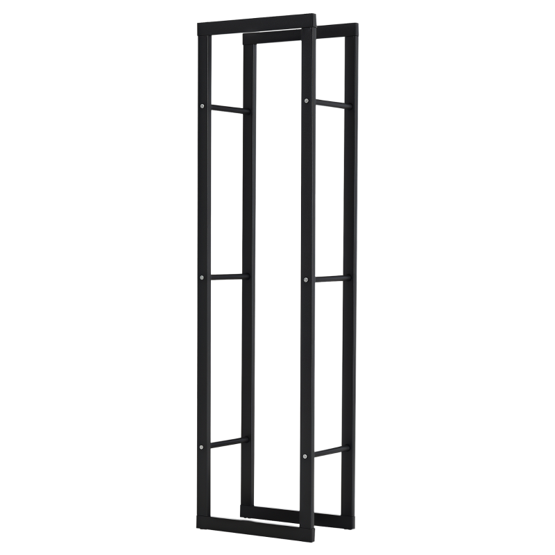HOMCOM Porta Legna Verticale in Metallo Nero da Interni ed Esterni con Portata 100 kg max, 40x25x150 cm