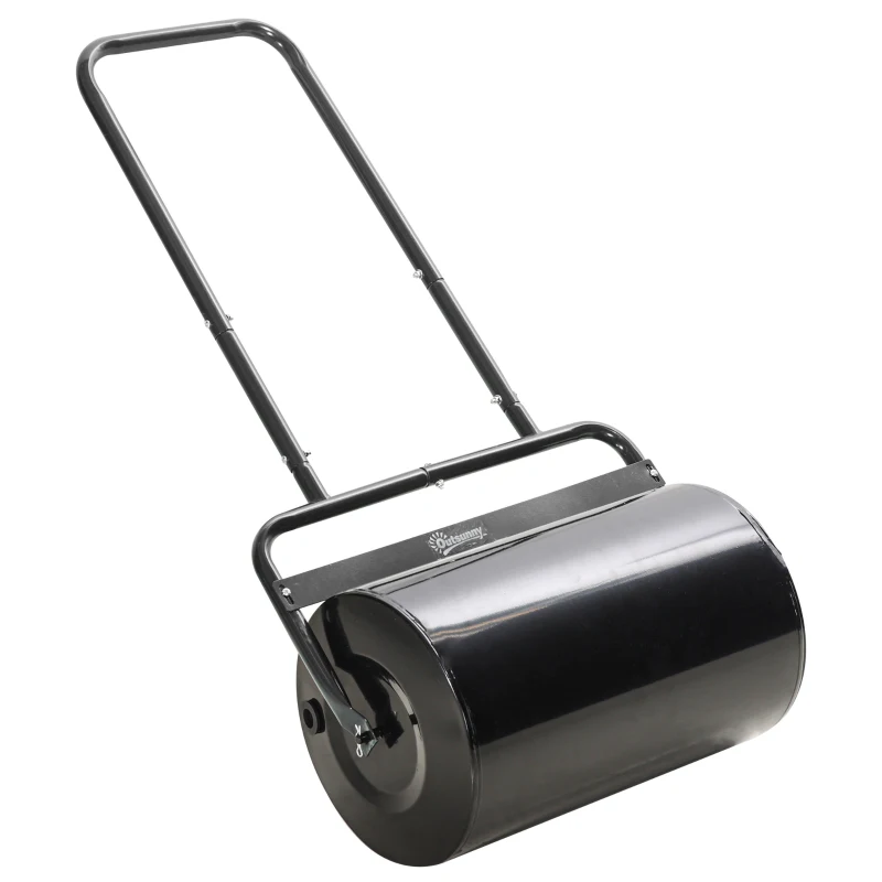 Outsunny Rolo para Relva Largura 58cm Ø32cm Rolo para Relvado 38L Preenchível de Areia ou Água com Guiador em U para Jardim Preto