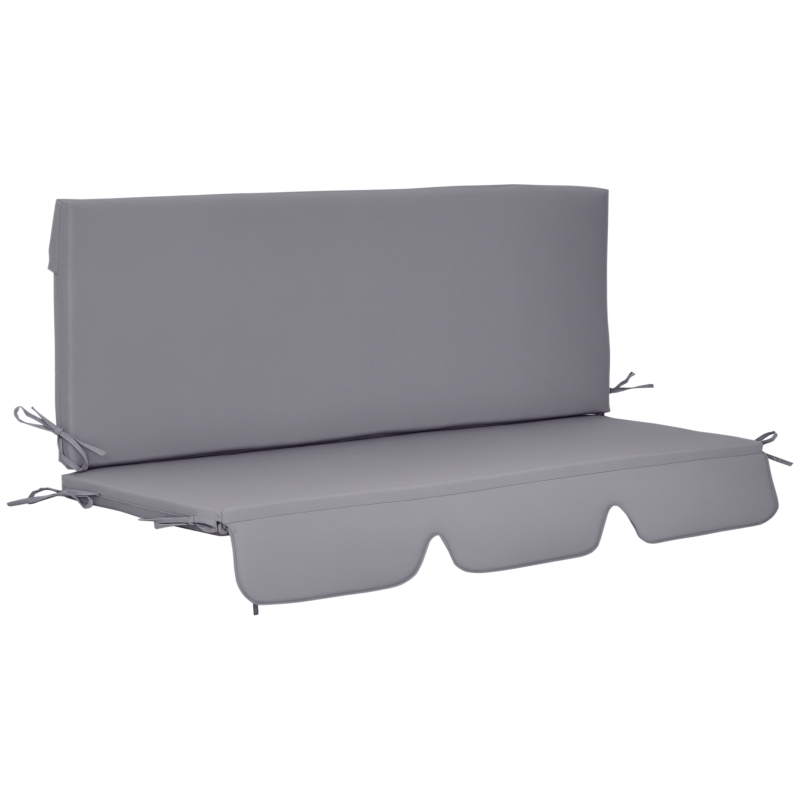 Outsunny Cuscini da Esterno per Dondolo da Giardino 3 Posti con Lacci, 2 Pezzi da 130x45x5 cm, Grigio
