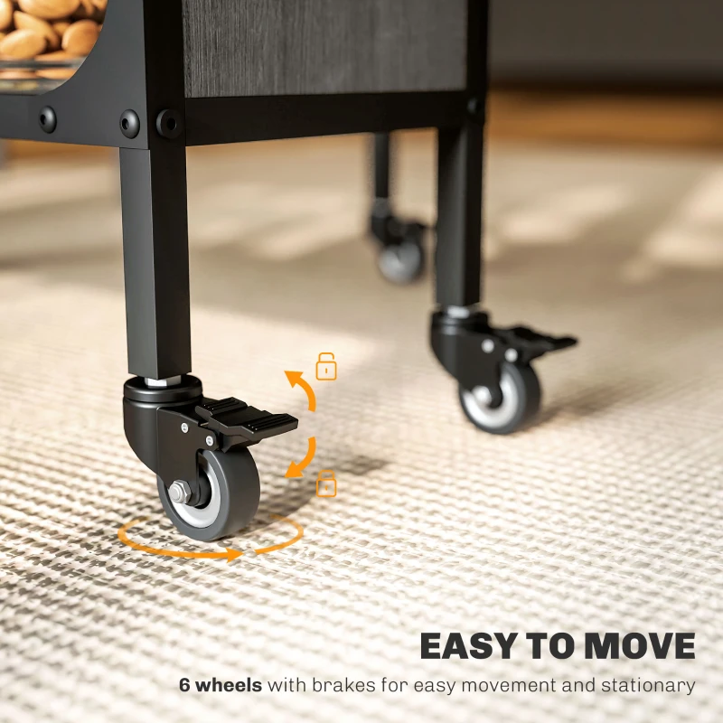 HOMCOM Six-Person Drop Leaf Dining Table - Grey/Black