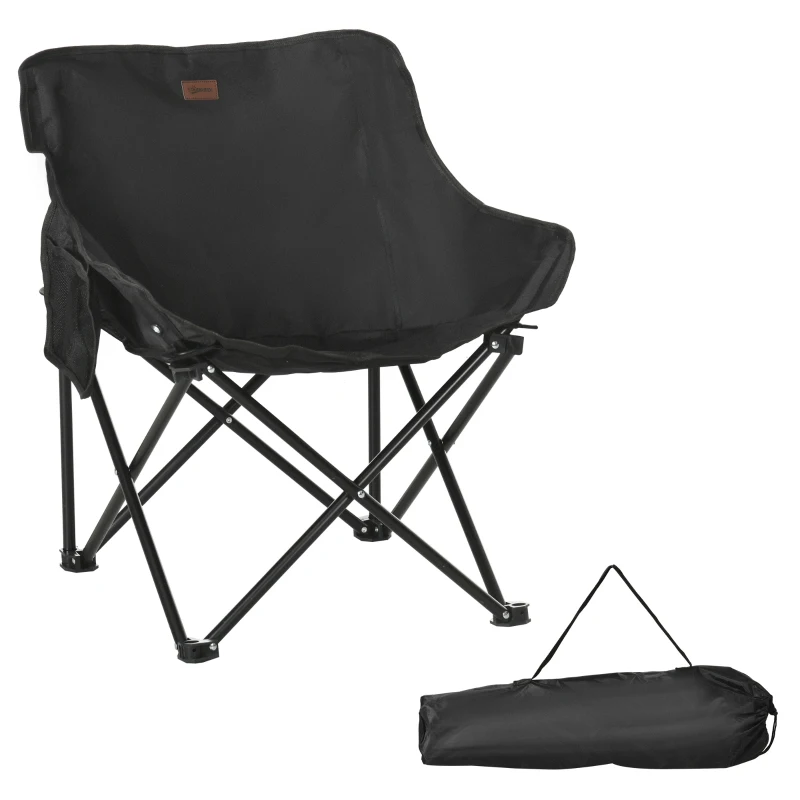 Outsunny Chaise de camping pliable avec sac de transport et pochette latérale compact ultra légère noir