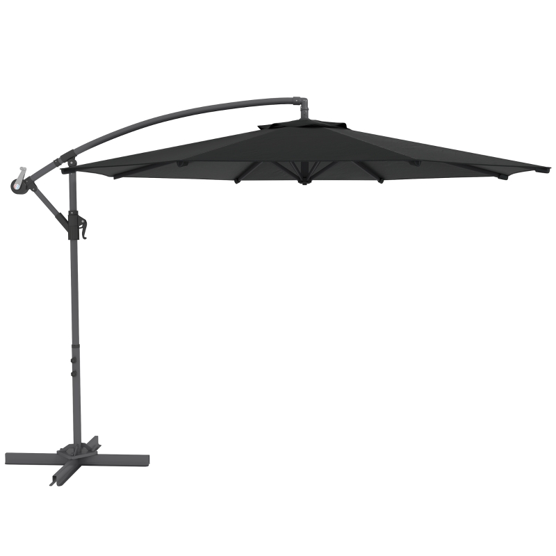 Outsunny Parasol déporté octogonal rabattable diamètre 3 m parasol de jardin avec pied en croix noir