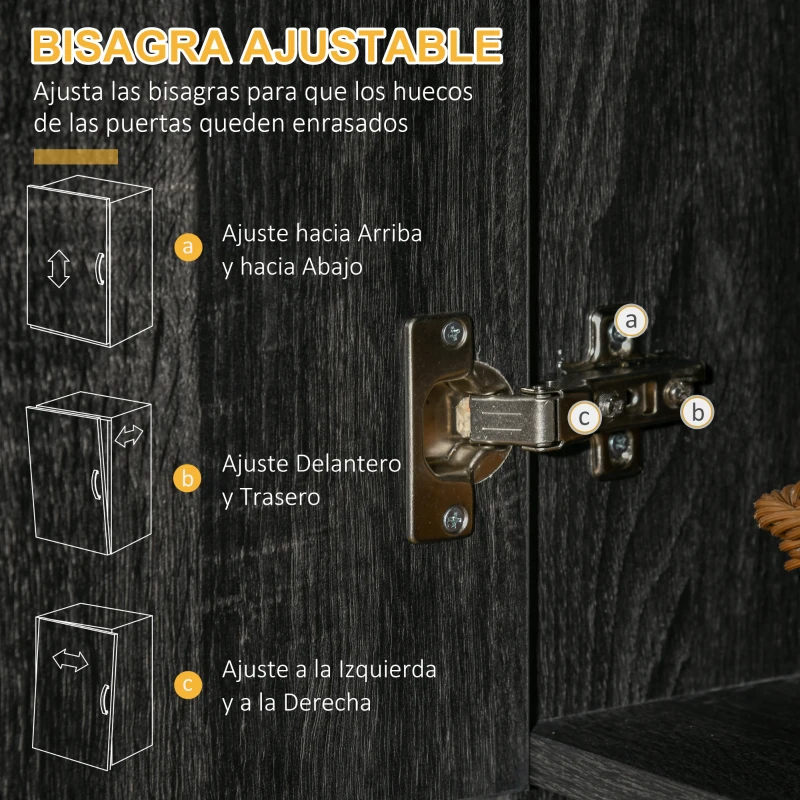 HOMCOM Alacena de Cocina con 1 Cajón 6 Puertas y Estantes Ajustable Estilo Moderno 101x39x180 cm Negro