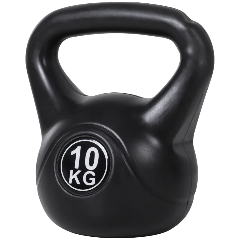 HOMCOM Kettlebell 10 kg - Gewichtshandvat met zand gevuld voor beginners, Zwart