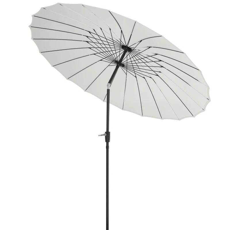Outsunny Parasol de jardin Parasol droit Parasol inclinable rond avec 24 baleines manivelle aluminium fibre de verre polyester diamètre 2,60 m coloris crème