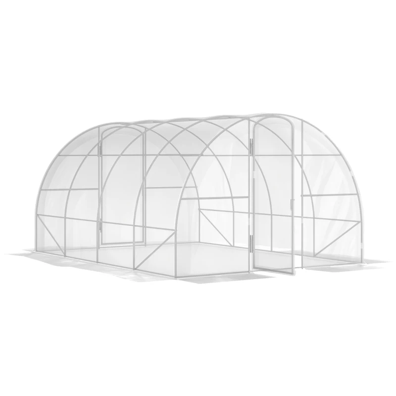 Outsunny Serre de jardin tunnel 4 x 3 x 2 m 12 m² avec 2 portes à charnières bâche en PE 150 g/m² pour Légumes Plantes Fleurs