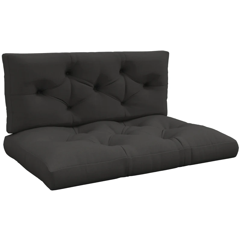 Outsunny Lot de 2 coussins assise et dossier pour banc banquette, palette 2 places dim. 120L x 80l x 12H cm Polyester Gris