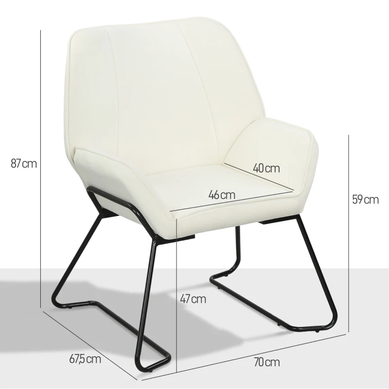 HOMCOM Fauteuil de Salon avec Siège Large et Rembourré Revêtement en Velours Pieds en Métal Fauteuil pour Salon Crème