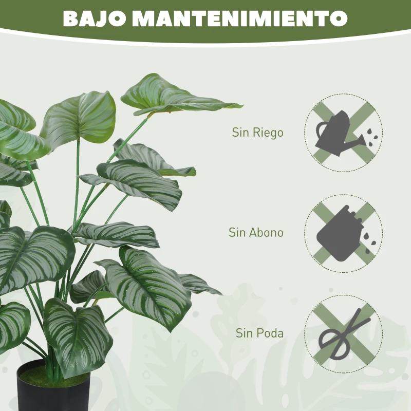 HOMCOM Plantas Artificiales Decorativas 65 cm Plantas Artificiales con Maceta y Hojas para Interior Verde