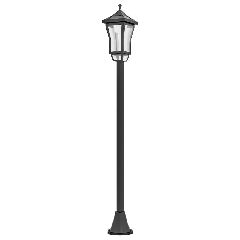 Outsunny Candeeiro Solar de Jardim Candeeiro com Painel Solar Liga e Desliga Automaticamente para Exterior Pátio 15x15x127 cm Preto