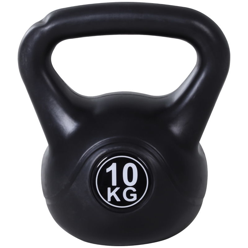 HOMCOM Kettlebell 10 kg - Gewichtshandvat met zand gevuld voor beginners, Zwart