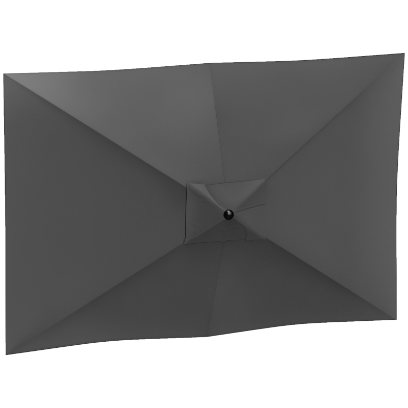 Outsunny Telo di Ricambio per Ombrellone Rettangolare 3x2 m a 6 Stecche, Poliestere Anti UV 50+, Grigio