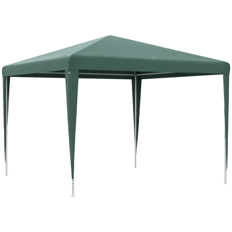 Outsunny Tenda Desmontável 3x3m Tenda de Jardim com 4 Orifícios de Drenagem e Estrutura de Aço para Pátio Campismo Verde