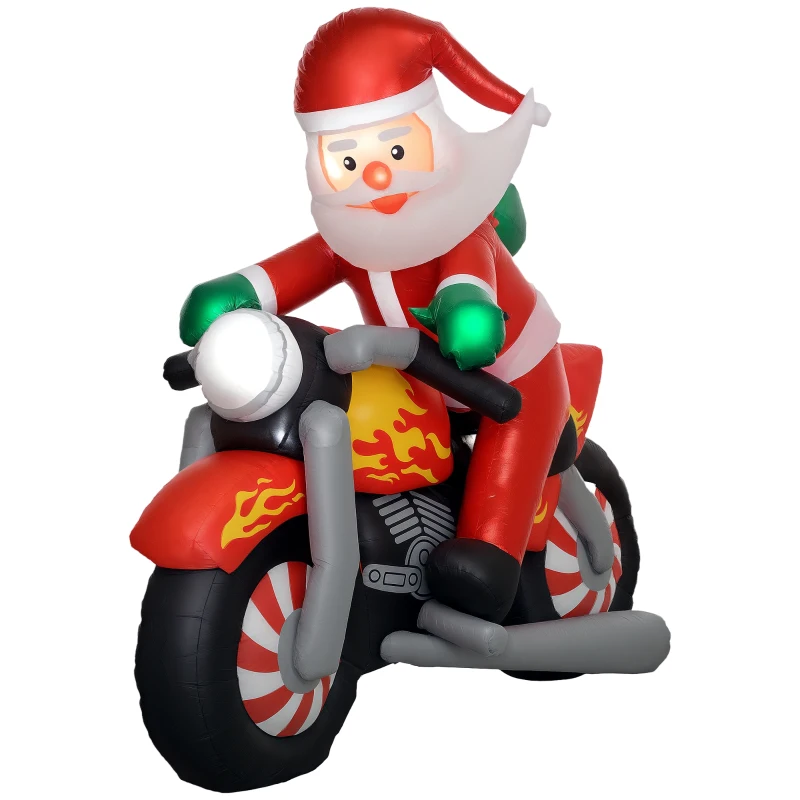 Outsunny 5.6ft Inflatable Santa Claus Motorcycle Decoration