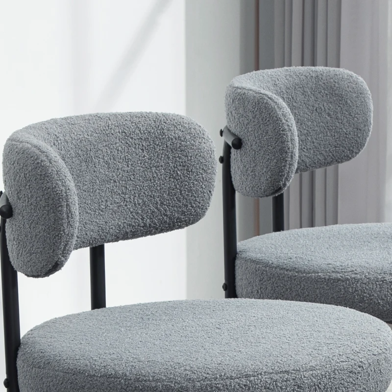 HOMCOM Juego de 2 sillas de comedor con respaldo de tela y patas de acero 51 x 51 x 76 cm gris