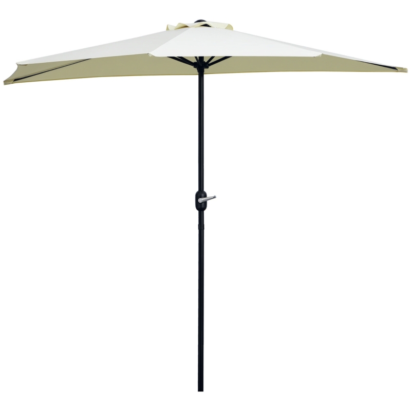 Outsunny Umbrelă Semicirculară de Perete cu Manivelă și 5 Spițe, 2.6x1.35x2.3 m, Bej