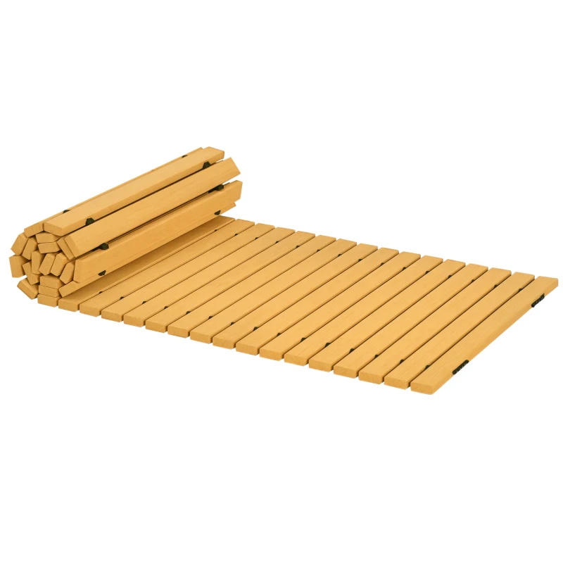 Outsunny Passerella per Giardino a Doghe Arrotolabili e Semi Flessibile, in Legno di Abete, 185x60 cm, Giallo