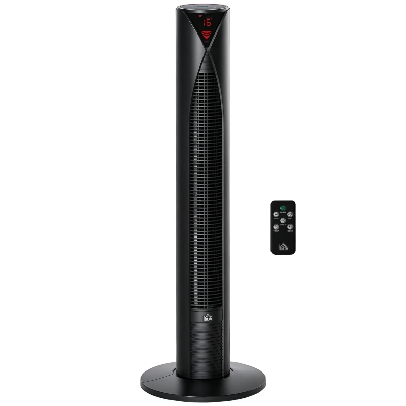 HOMCOM Ventilateur colonne silencieux oscillation 70° minuterie 12h 4 modes 3 vitesses 45W 31,5 x 31,5 x 96 cm noir