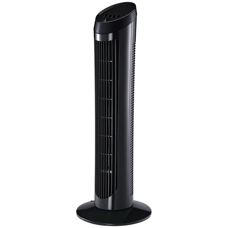 HOMCOM Ventilatore a Torre con Funzione Oscillante, 45W, 3 Modalità, Plastica ABS, 27x27x75cm, Nero