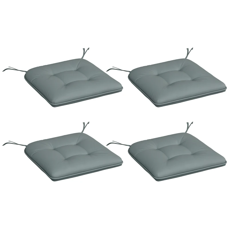 Outsunny Lot de 4 Coussins de chaise de jardin capitonné Rembourrage 4 cm Tissu Polyester dim. 43L x 41l cm Gris