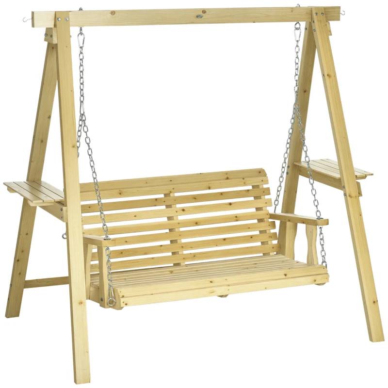 Outsunny Balancelle de jardin 2 places en bois hauteur réglable - 190 x 120 x 171 cm