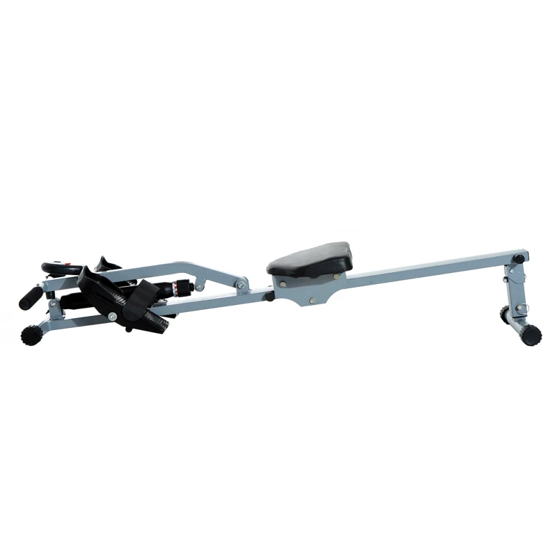 HOMCOM Rameur hydraulique à 12 niveaux de résistance, rameur d'appartement avec écran LCD, pédale antidérapante, charge 100 kg, pour maison, salle de gym, l'équipement d'entraînement d'intérieur, noir(m-7)