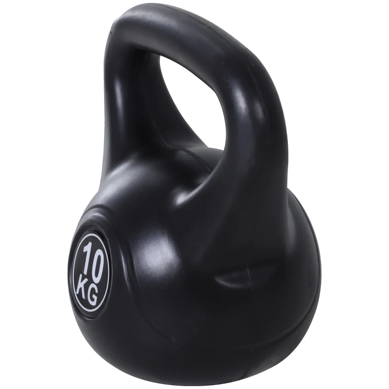 HOMCOM Kettlebell 10 kg - Gewichtshandvat met zand gevuld voor beginners, Zwart